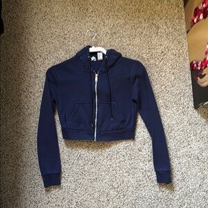Navy Blue Cropped Hoodie